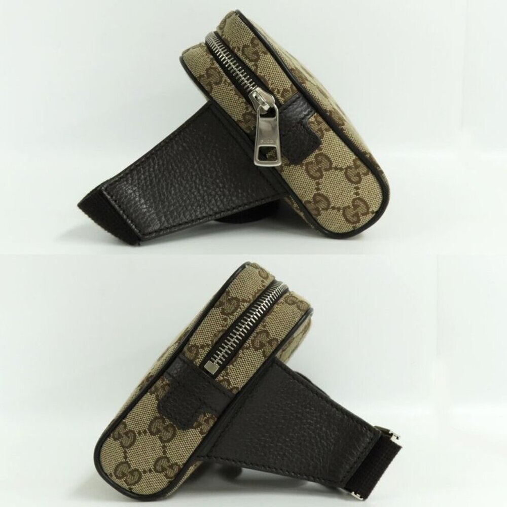 Gucci GG Canvas Waist Bag Body Bag Beige Brown Silver Hardware - Picture 4 of 10